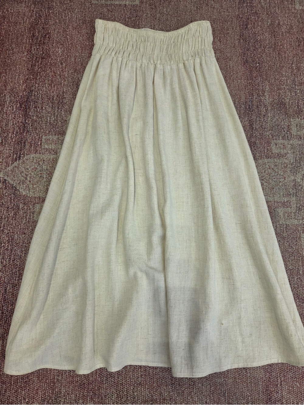 NLT ruched gathered flowy linen blend maxi skirt in cream NWOT